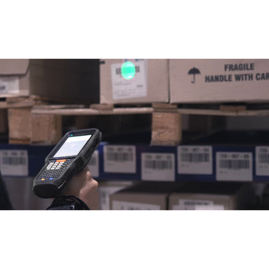 Datalogic Skorpio X5 rugged Android mobile computer, handheld, 28-key numeric keypad, 2D imager (medium range) (943500041) – in use in warehouse