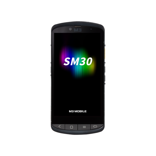 M3 Mobile SM30 rugged Android full-touch mobile computer, 5.5" display, SE5500 Smart Focus imager, Wi-Fi 6E (SM300E-UFCFSS-HF) – front view