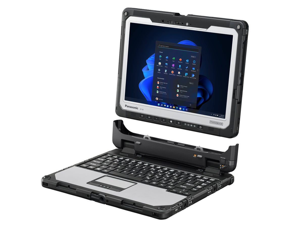 Panasonic TOUGHBOOK 33 mk4 fully rugged 12-inch 2-in-1 tablet with detachable German (QWERTZ) keyboard (CF-339AAACBG) – tablet detaching from keyboard