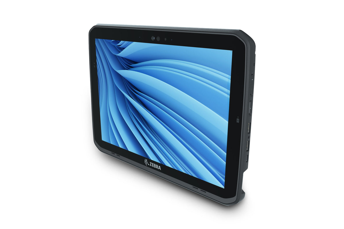 Zebra ET80 rugged tablet, Windows 11 Pro, SE4107 standard range scanner, Wi-Fi only (ET80A-0P5B2-CF0) – angled view