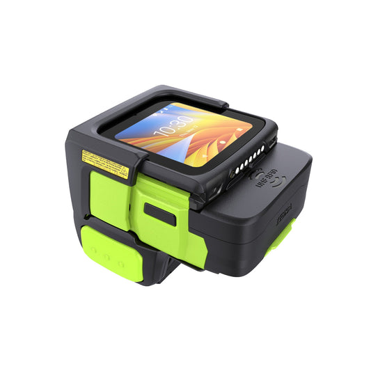 Zebra WS501-R wearable computer, back-of-hand mount, integrated UHF RFID reader (WS5012-0D3M1030ERW) – angled view