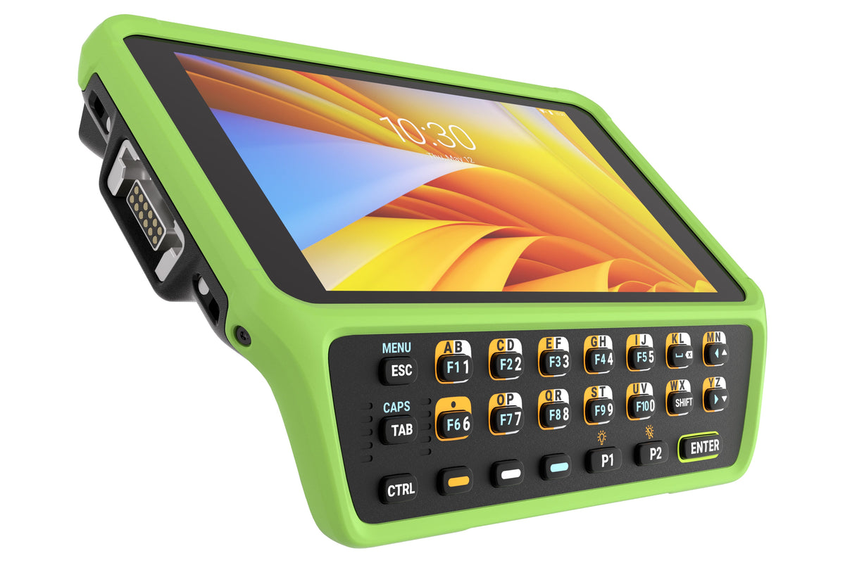 Zebra WT6400 wearable wrist computer, 23-key function alphanumeric keypad (WT0-WT64B-K6DCC2A6) – angled view of keypad